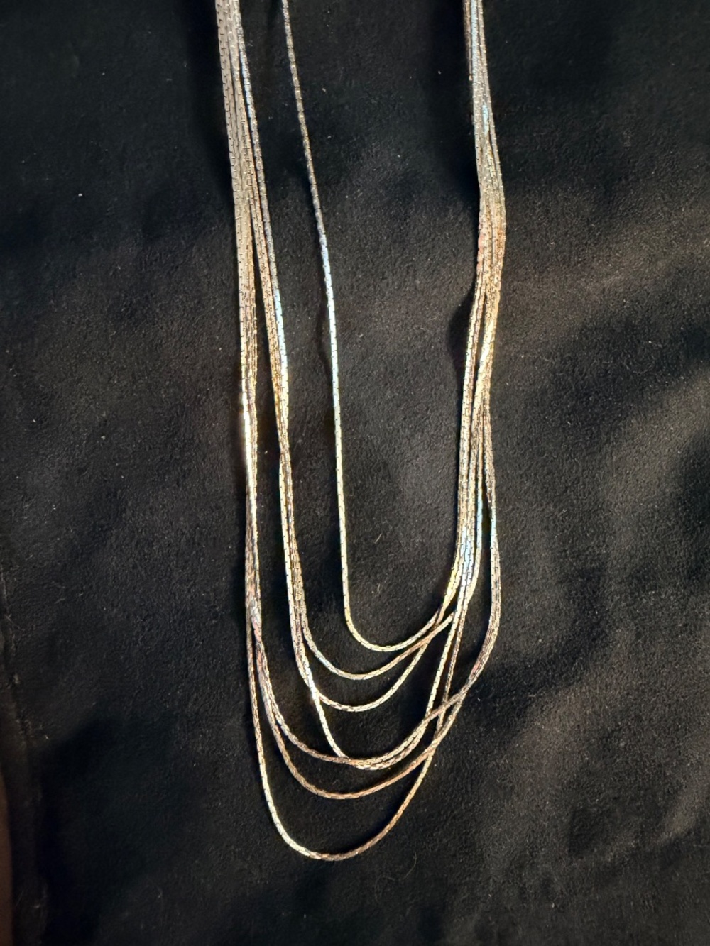 36" multi strand silver necklace